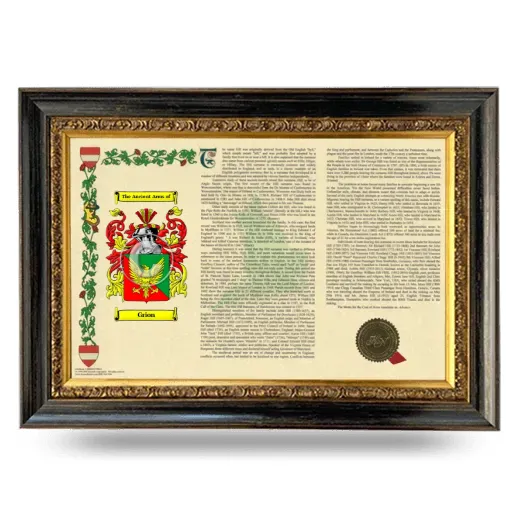 Grion Armorial Landscape Framed - Heirloom