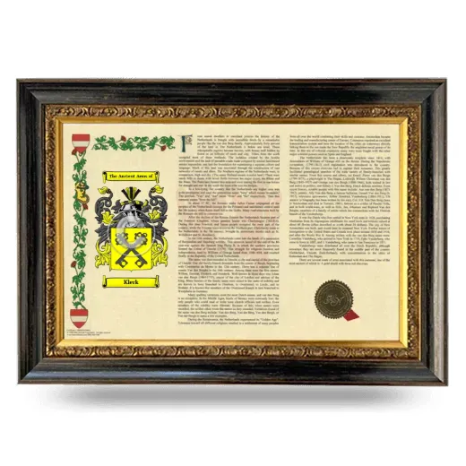 Klerk Armorial Landscape Framed - Heirloom