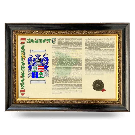Lama Armorial Landscape Framed - Heirloom
