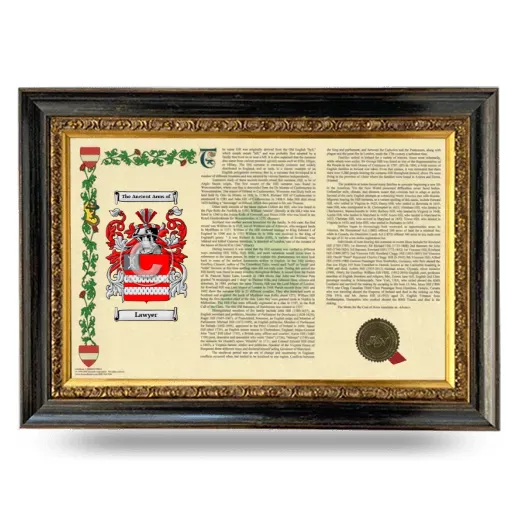Lawyer Armorial Landscape Framed - Heirloom