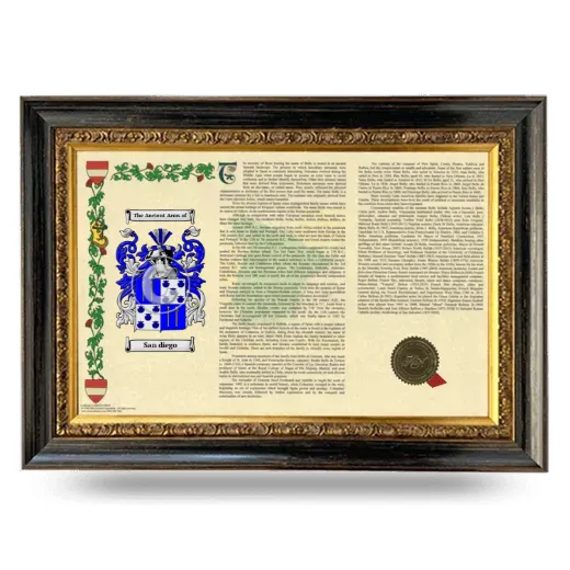 San diego Armorial Landscape Framed - Heirloom