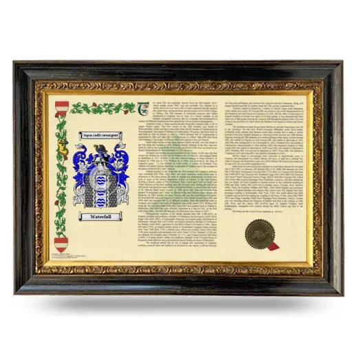 Waterfall Armorial Landscape Framed - Heirloom