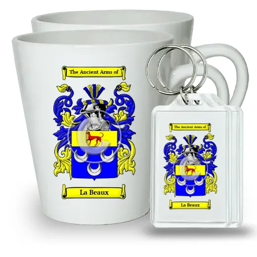 La Beaux Pair of Latte Mugs and Pair of Keychains