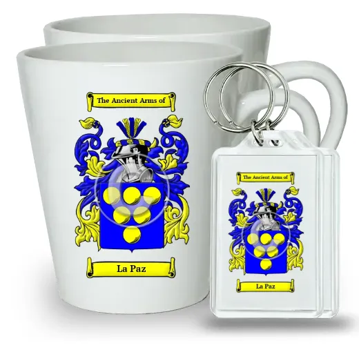La Paz Pair of Latte Mugs and Pair of Keychains