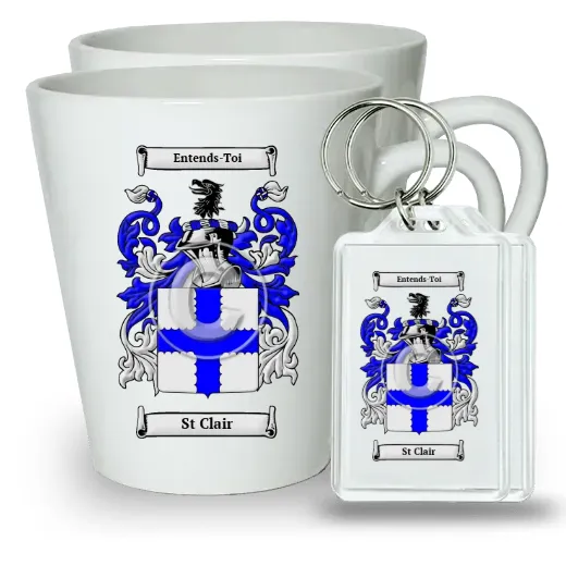 St Clair Pair of Latte Mugs and Pair of Keychains