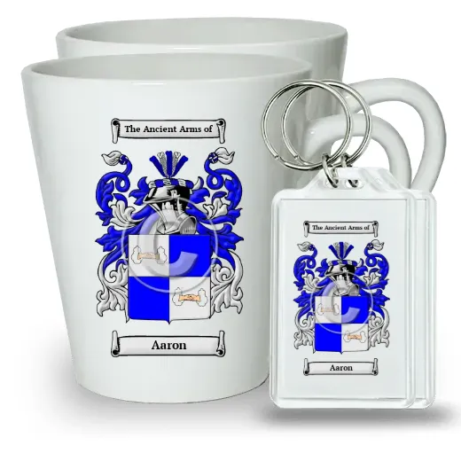 Aaron Pair of Latte Mugs and Pair of Keychains