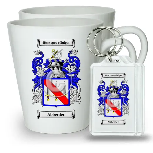 Abberder Pair of Latte Mugs and Pair of Keychains
