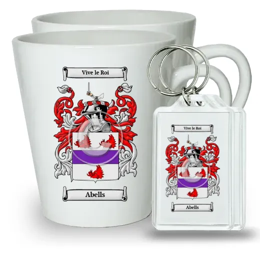 Abells Pair of Latte Mugs and Pair of Keychains