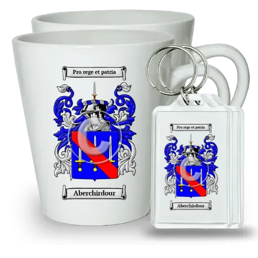 Aberchirdour Pair of Latte Mugs and Pair of Keychains