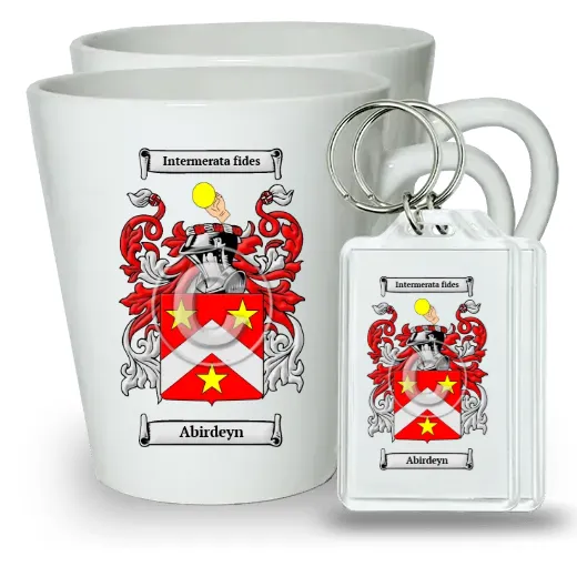 Abirdeyn Pair of Latte Mugs and Pair of Keychains