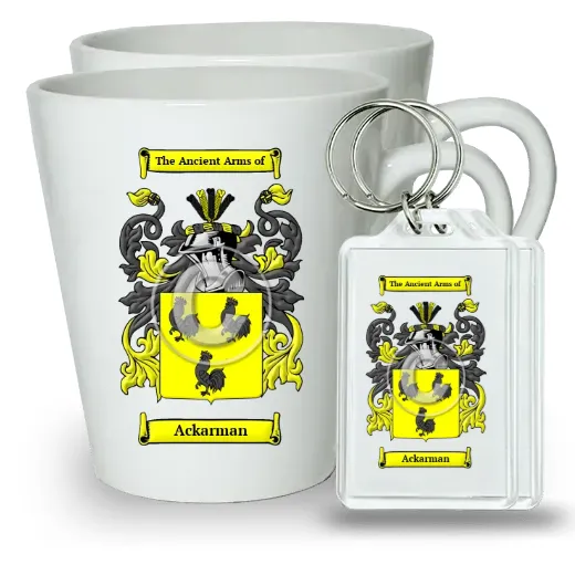 Ackarman Pair of Latte Mugs and Pair of Keychains