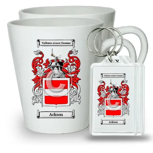 Ackson Pair of Latte Mugs and Pair of Keychains