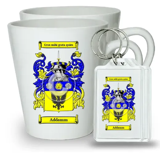 Addamm Pair of Latte Mugs and Pair of Keychains