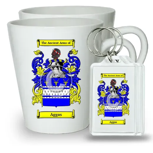 Aggas Pair of Latte Mugs and Pair of Keychains
