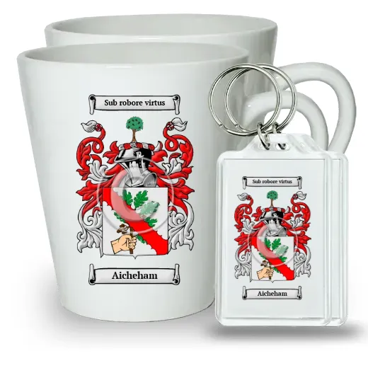 Aicheham Pair of Latte Mugs and Pair of Keychains