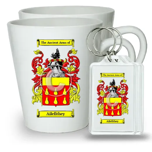 Ailefithey Pair of Latte Mugs and Pair of Keychains