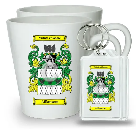 Aillansom Pair of Latte Mugs and Pair of Keychains
