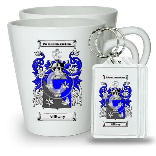 Ailliway Pair of Latte Mugs and Pair of Keychains