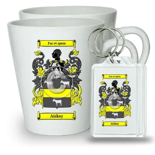 Aiskay Pair of Latte Mugs and Pair of Keychains