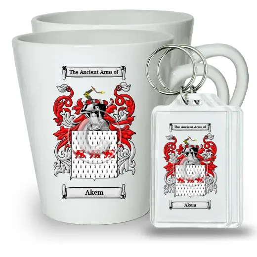 Akem Pair of Latte Mugs and Pair of Keychains