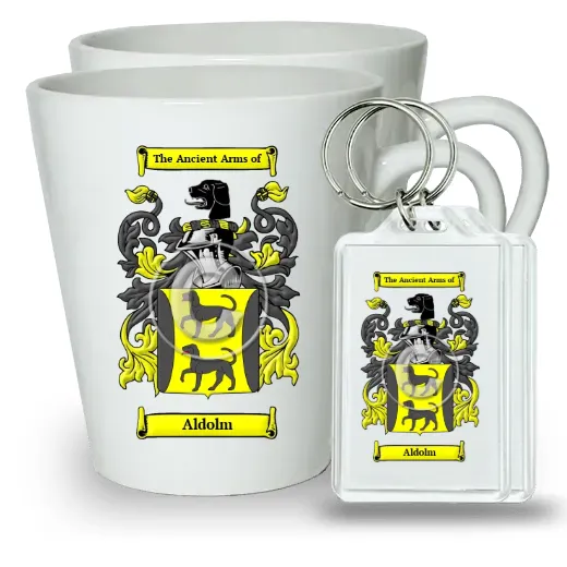 Aldolm Pair of Latte Mugs and Pair of Keychains