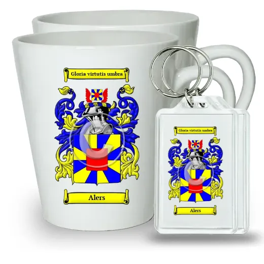 Alers Pair of Latte Mugs and Pair of Keychains