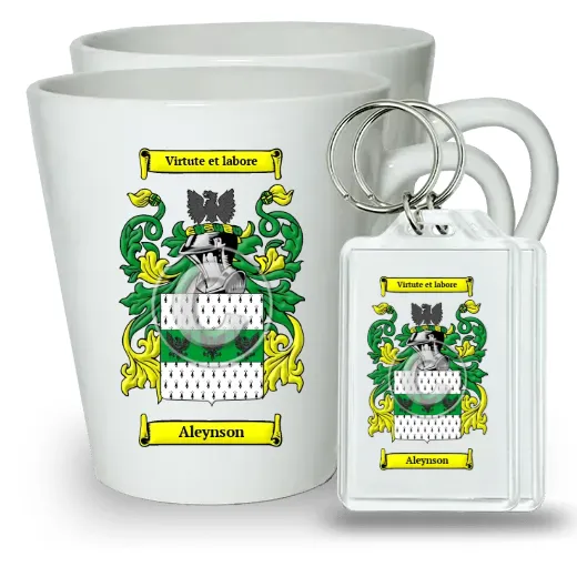 Aleynson Pair of Latte Mugs and Pair of Keychains