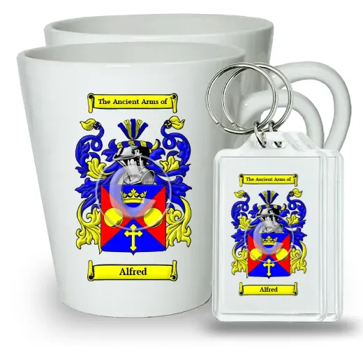 Alfred Pair of Latte Mugs and Pair of Keychains