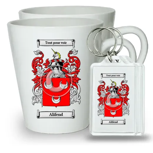 Alifend Pair of Latte Mugs and Pair of Keychains