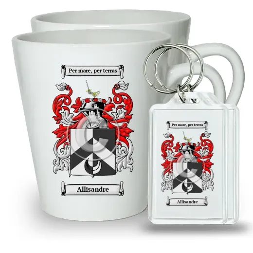 Allisandre Pair of Latte Mugs and Pair of Keychains