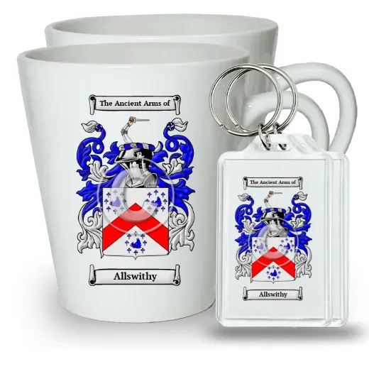 Allswithy Pair of Latte Mugs and Pair of Keychains