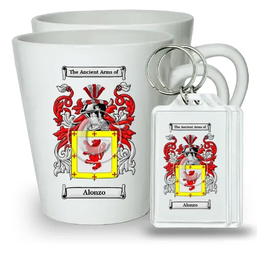 Alonzo Pair of Latte Mugs and Pair of Keychains
