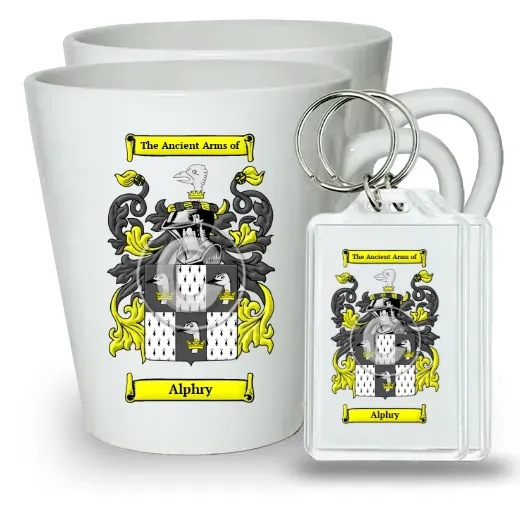 Alphry Pair of Latte Mugs and Pair of Keychains