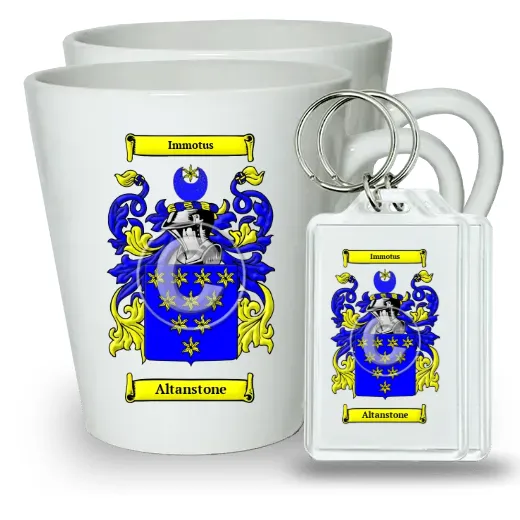 Altanstone Pair of Latte Mugs and Pair of Keychains
