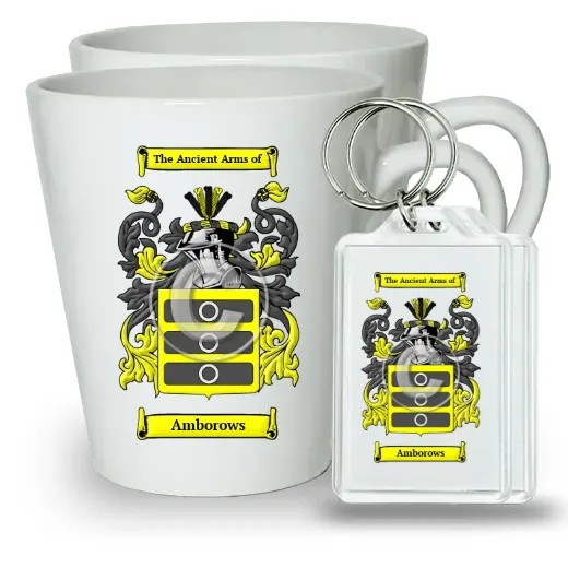 Amborows Pair of Latte Mugs and Pair of Keychains