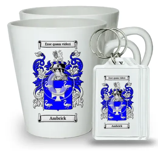 Ambrick Pair of Latte Mugs and Pair of Keychains