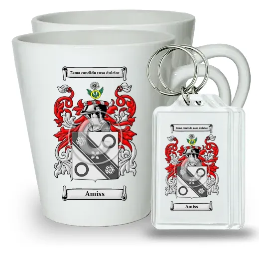 Amiss Pair of Latte Mugs and Pair of Keychains