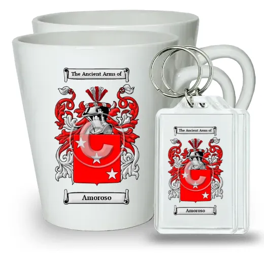 Amoroso Pair of Latte Mugs and Pair of Keychains