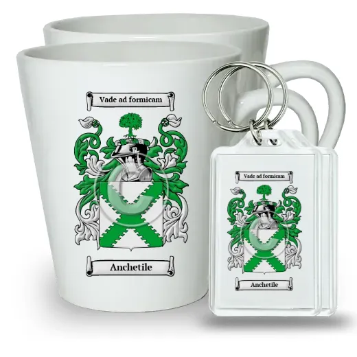 Anchetile Pair of Latte Mugs and Pair of Keychains