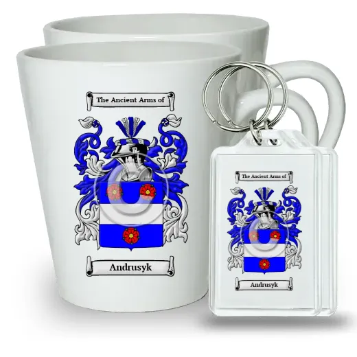 Andrusyk Pair of Latte Mugs and Pair of Keychains