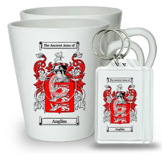 Anglim Pair of Latte Mugs and Pair of Keychains