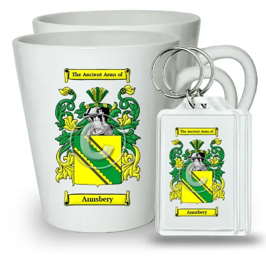 Annsbery Pair of Latte Mugs and Pair of Keychains
