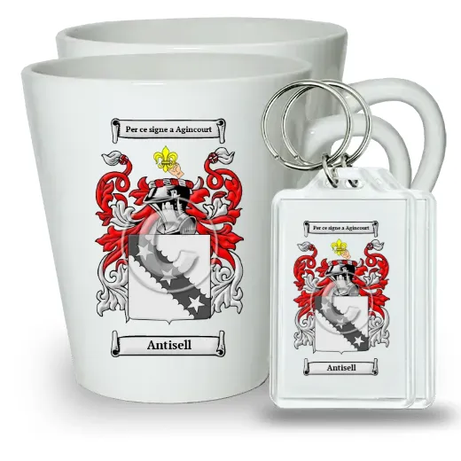 Antisell Pair of Latte Mugs and Pair of Keychains