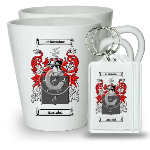 Arandal Pair of Latte Mugs and Pair of Keychains