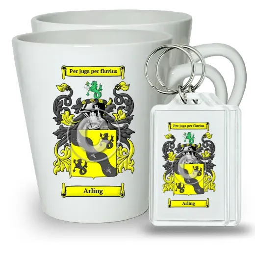 Arling Pair of Latte Mugs and Pair of Keychains