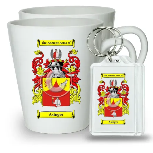 Asinger Pair of Latte Mugs and Pair of Keychains