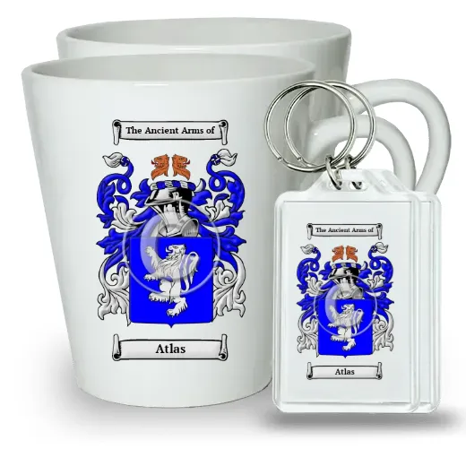Atlas Pair of Latte Mugs and Pair of Keychains