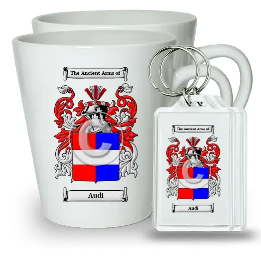 Audi Pair of Latte Mugs and Pair of Keychains
