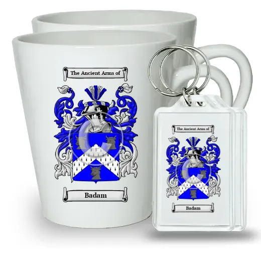 Badam Pair of Latte Mugs and Pair of Keychains
