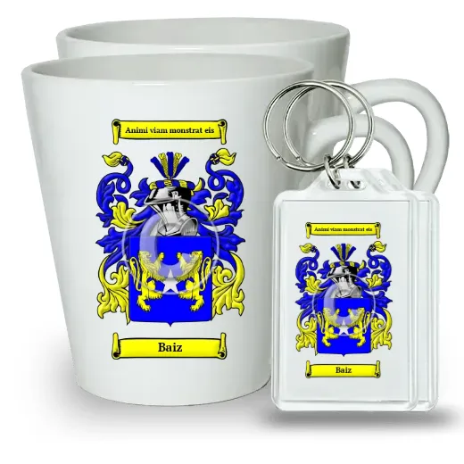 Baiz Pair of Latte Mugs and Pair of Keychains